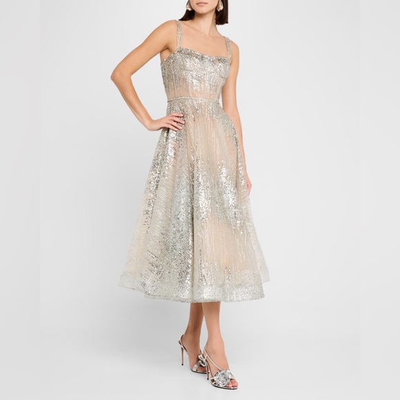 NWOT BRONX AND BANCO MADEMOISELLE SILVER MIDI DRESS - Picture 6 of 17